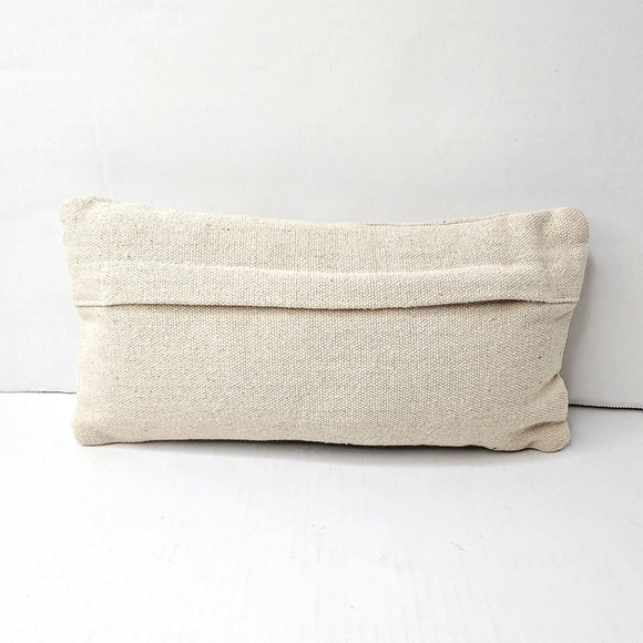 Happy embroidered throw pillow. Off white/blue - Picture 2 of 8